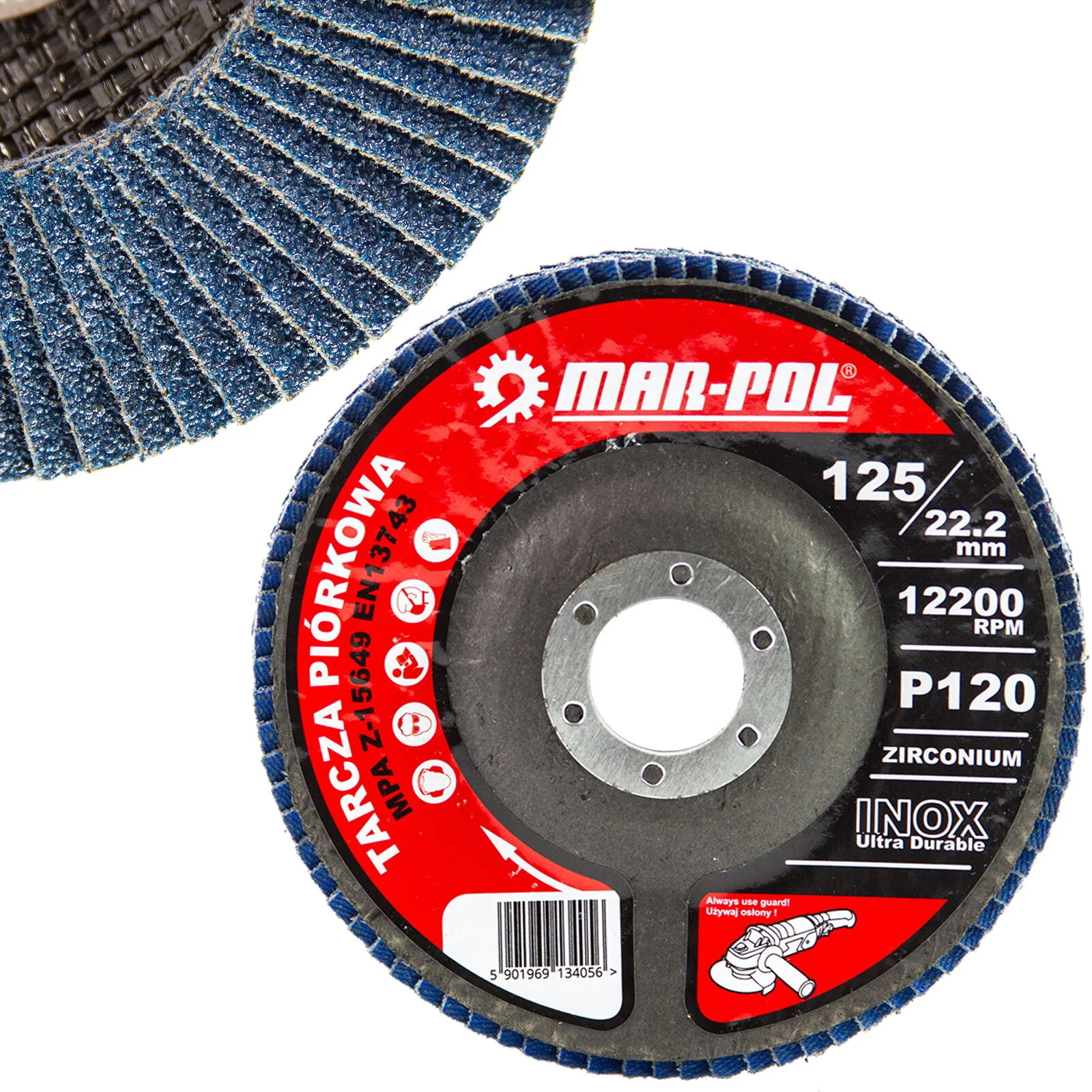 TARCZA LISTKOWA DO SZLIFOWANIA CYRKONOWA INOX CYRKON 125mm P120