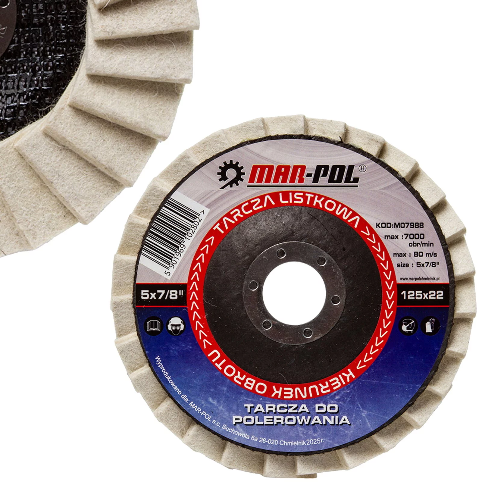 TARCZA LAMELKA POLERSKA Z FILCEM LISTKOWWYM DO POLEROWANIA 125mm