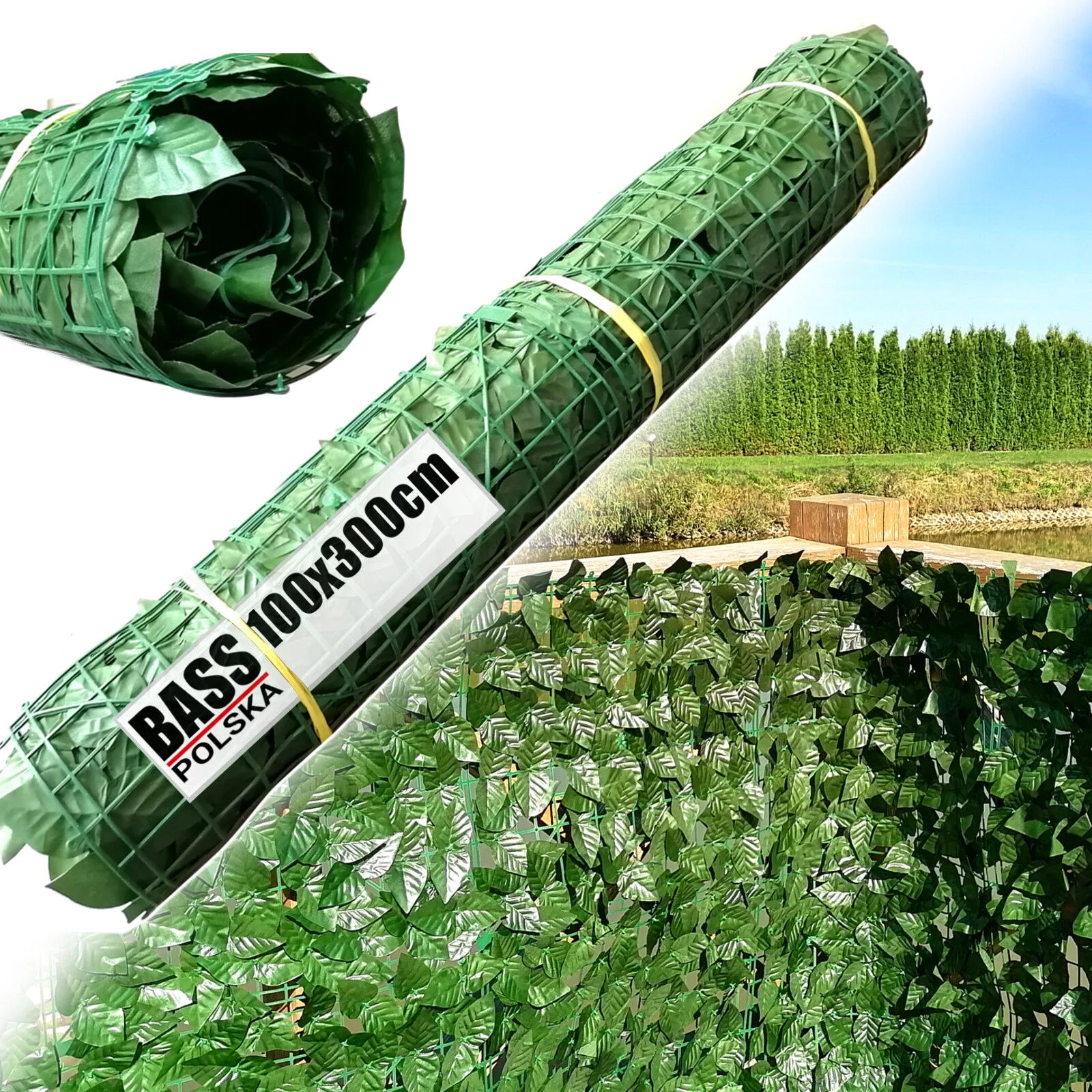 SZTUCZNY BLUSZCZ ŻYWOPŁOT ROŚLINA NA BALKON ŚCIANA 100x300cm