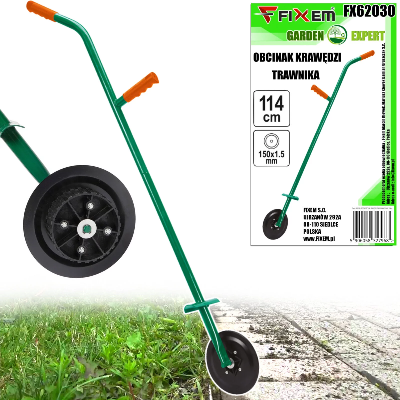 RĘCZNY OBCINAK KRAWĘDZI TRAWNIKA KOŁOWY 114cm