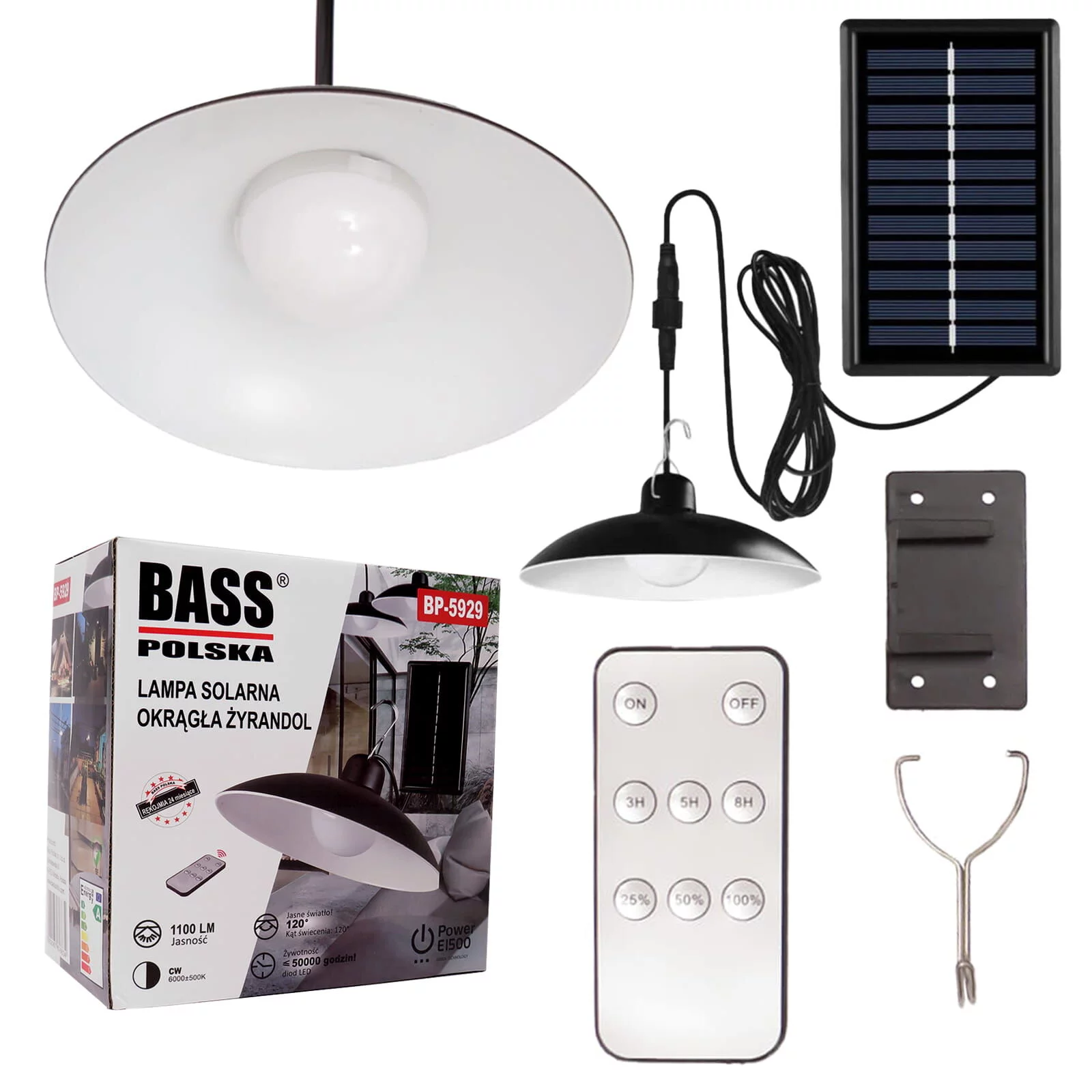 LAMPA SOLARNA żyrandol + pilot