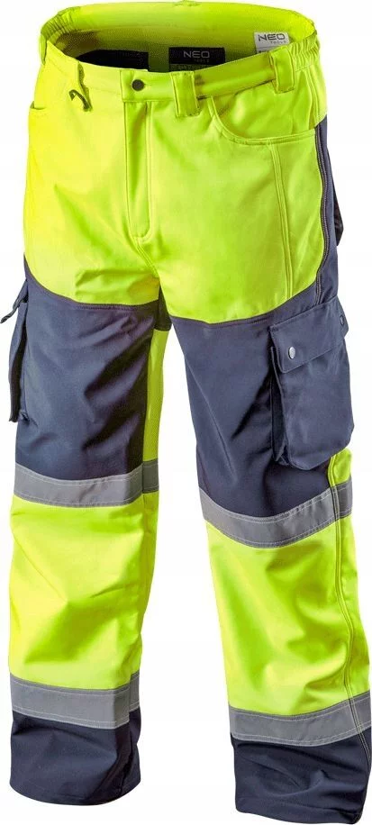 SPODNIE OSTRZEGAWCZE SOFTSHELL ŻÓŁTE  R. XXL