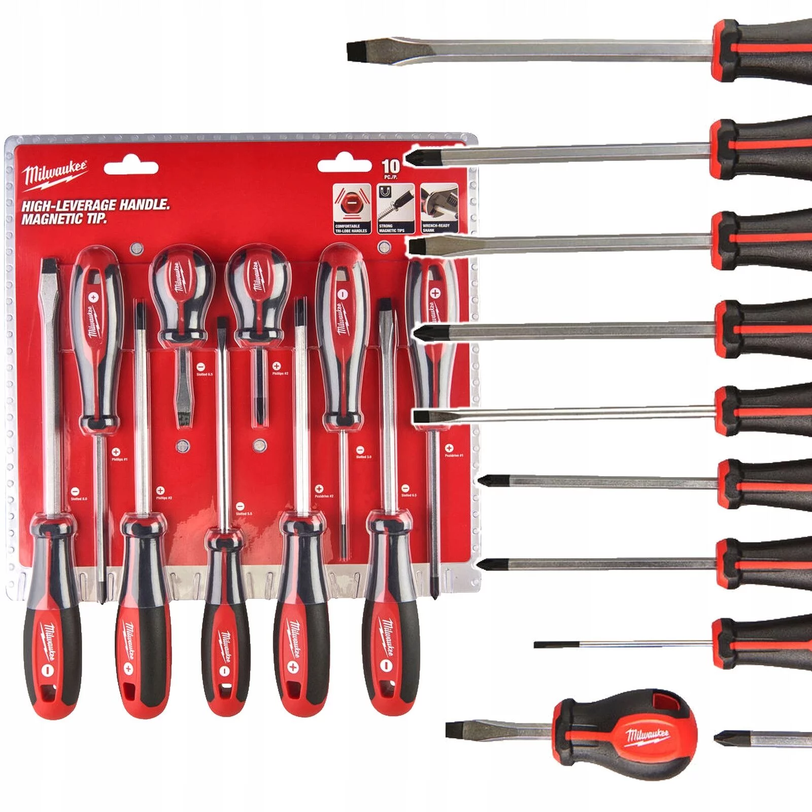 ZESTAW ŚRUBOKRĘTÓW WKRĘTAKÓW MILWAUKEE 10szt.