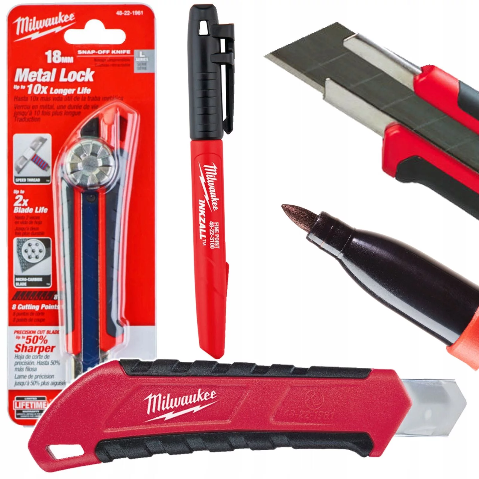 NÓŻ NOŻYK TAPICERSKI ŁAMANY MILWAUKEE + MARKER