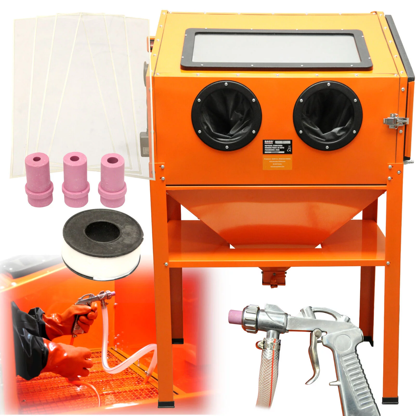 PIASKARKA KABINOWA 250L drzwi bok