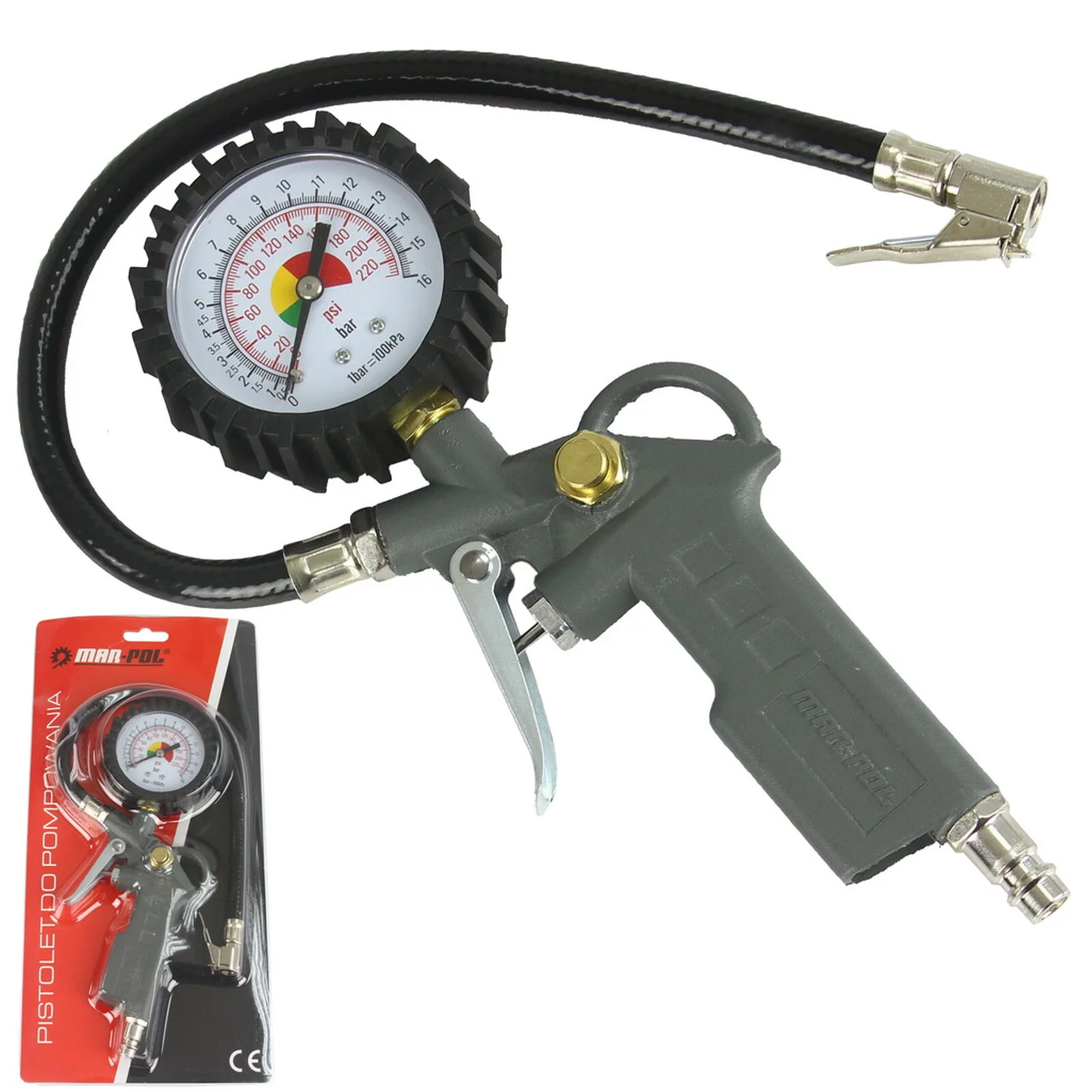 PISTOLET DO POMPOWANIA Z MANOMETREM  M80700