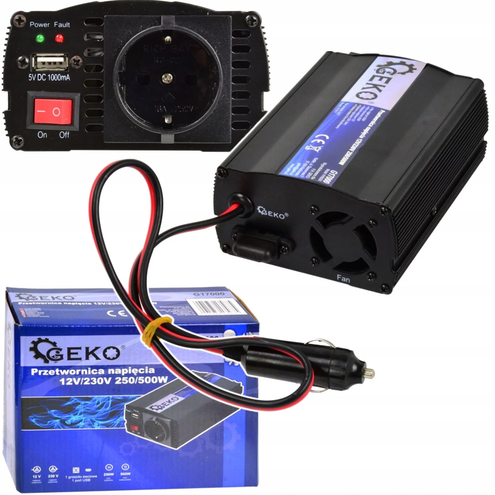 PRZETWORNICA NAPIĘCIA 12V/230V 250/500W