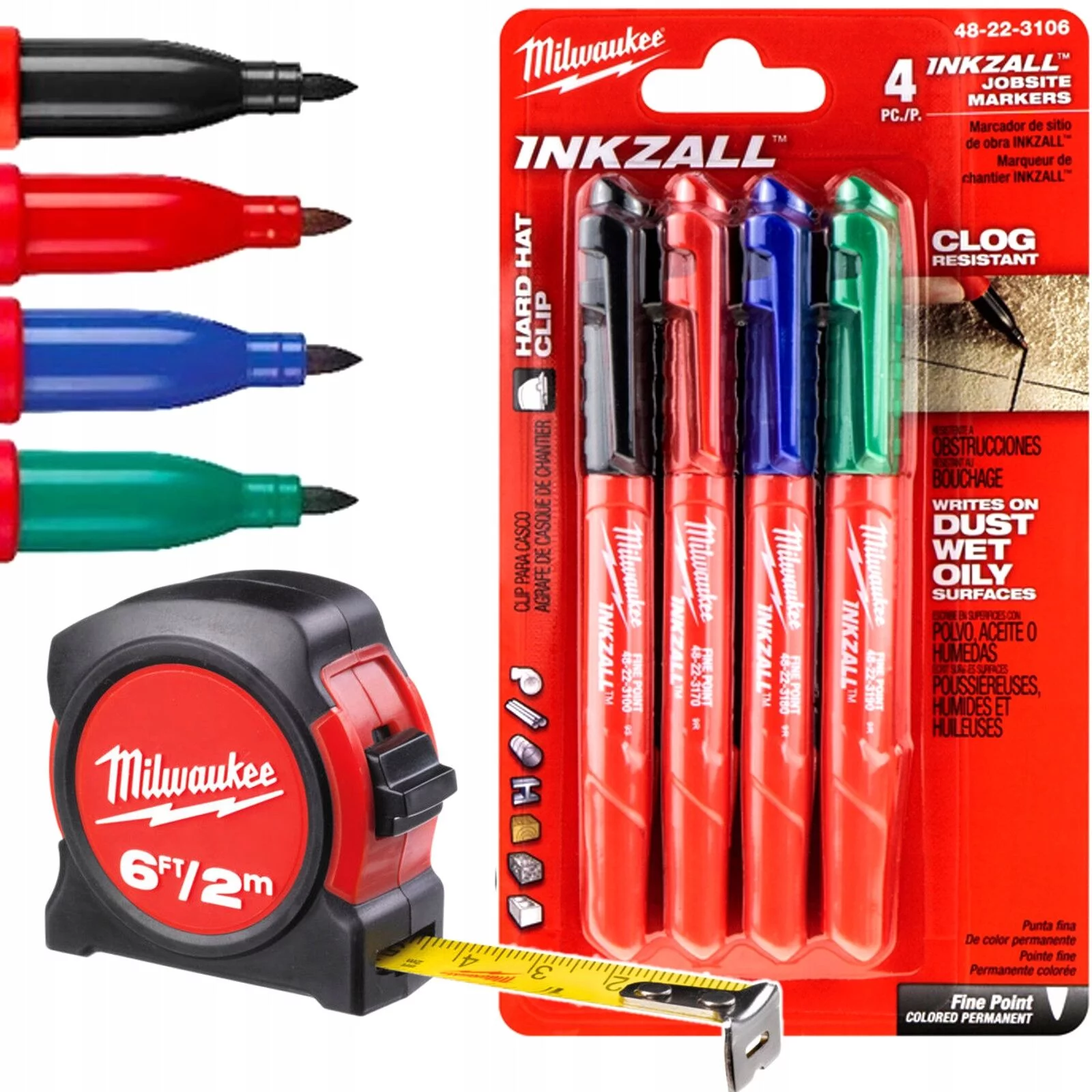 MARKERY BUDOWLANE PERMANENTNE 4 KOLORY + MIARA