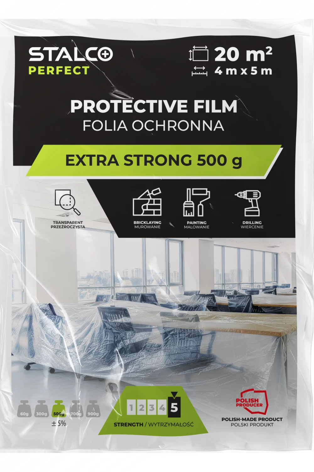 Folia ochronna extra strong 4x5m 500g STALCO PE...