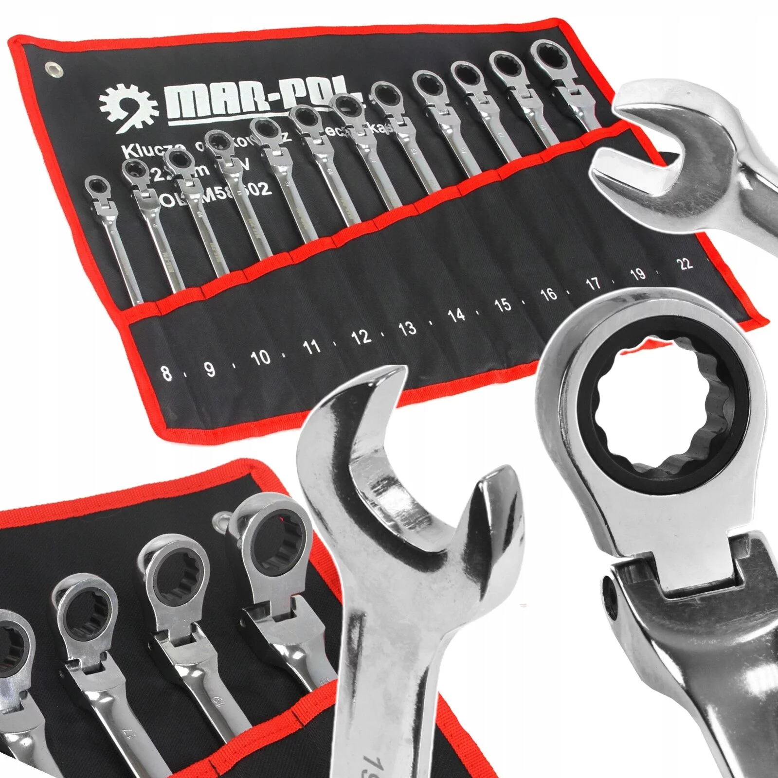 KLUCZE PŁAS.-OCZK.Z GRZECH. 8-22mm 12szt /łamane/