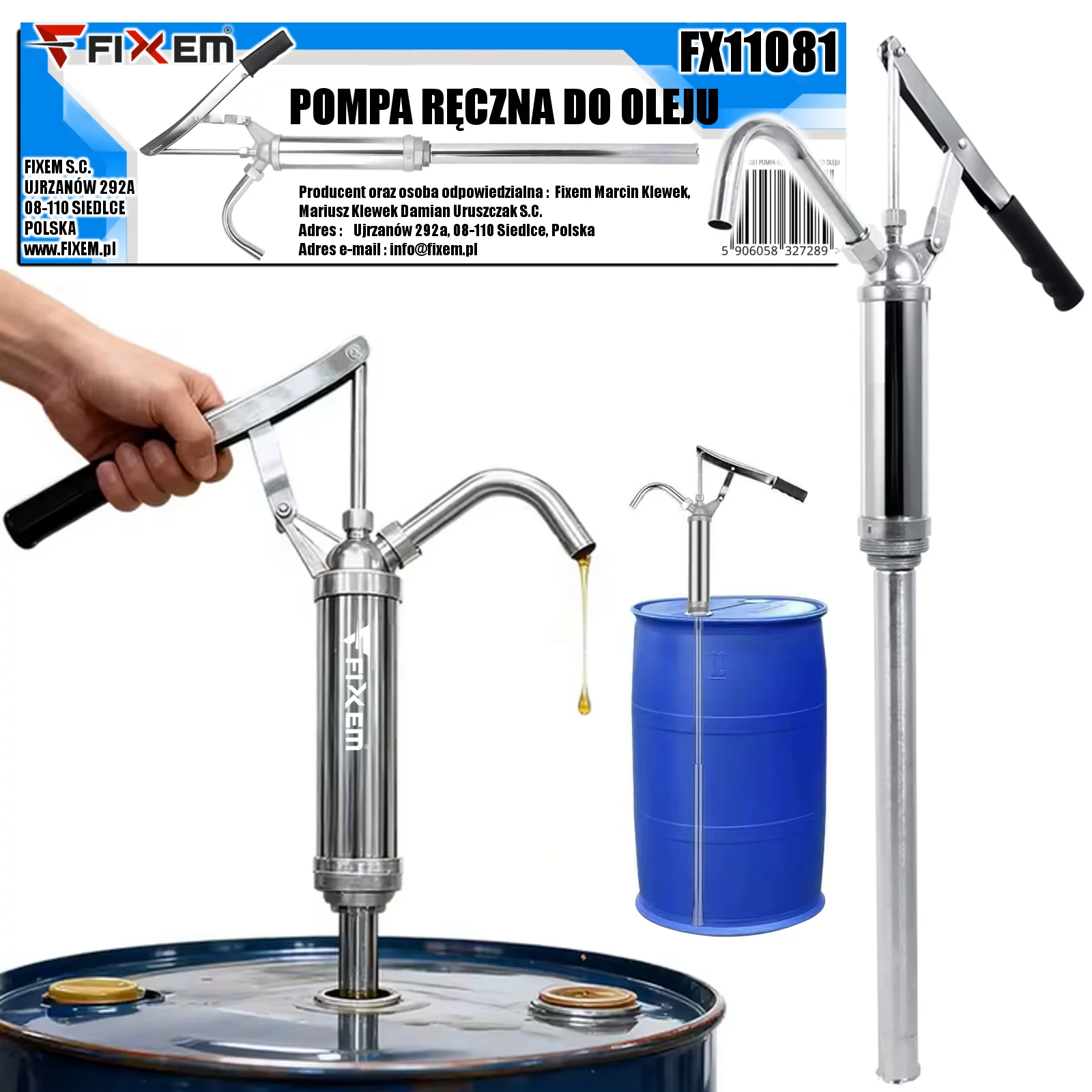 POMPA RĘCZNA TŁOKOWA DO OLEJU