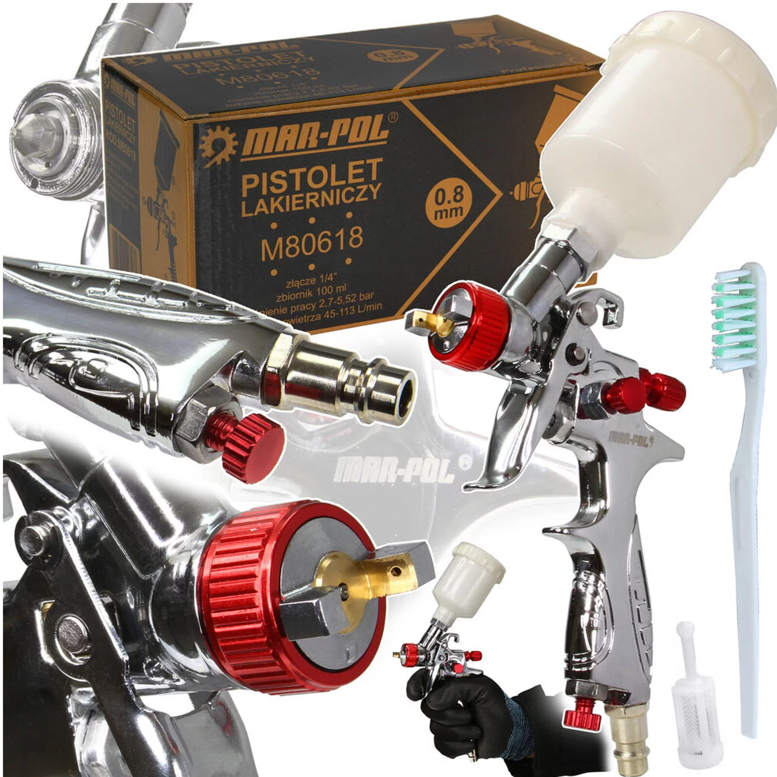 PISTOLET DO MALOWANIA MINI 0,8mm /Chrom/