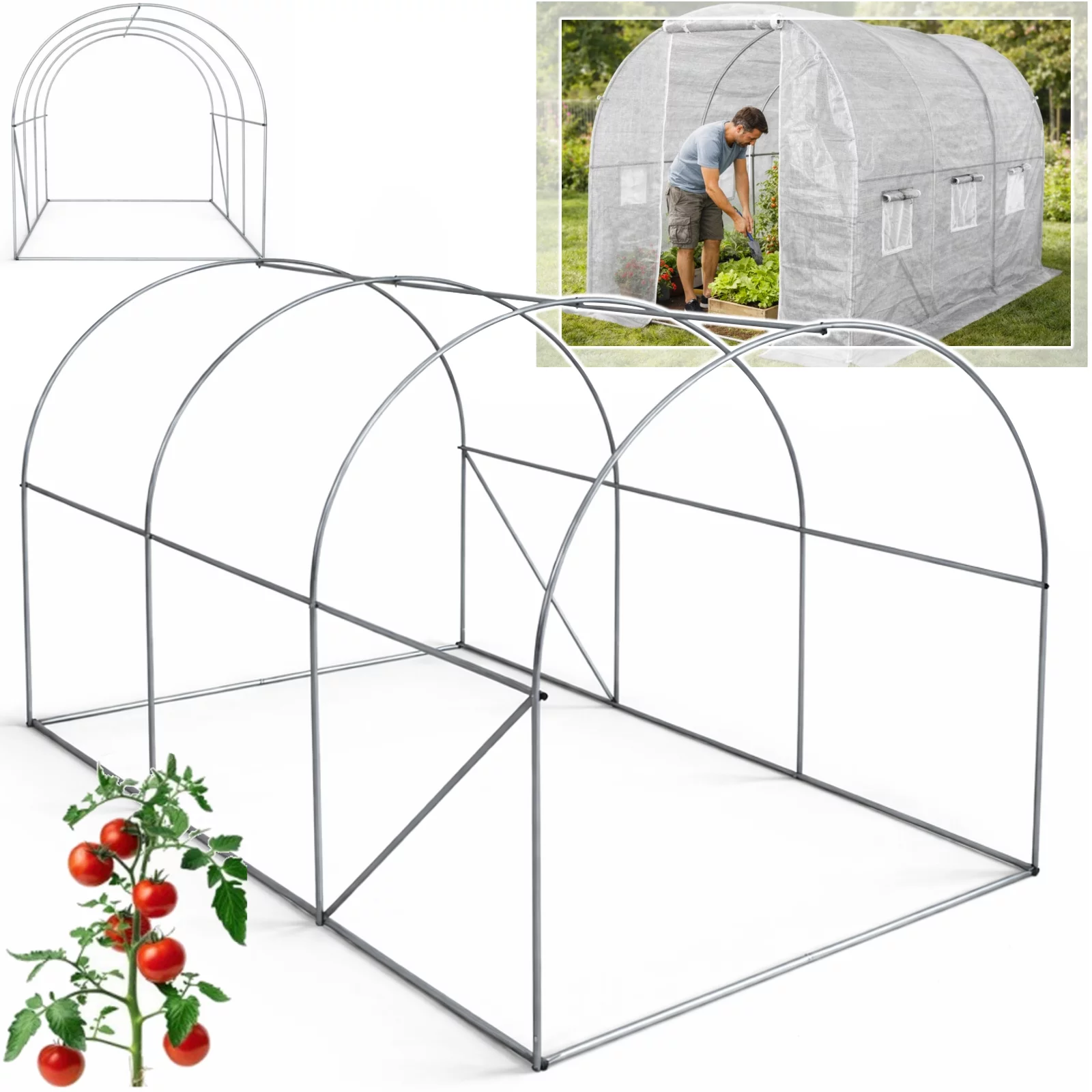 Stelaż tunelu 3x2x2m bez pokrycia folii