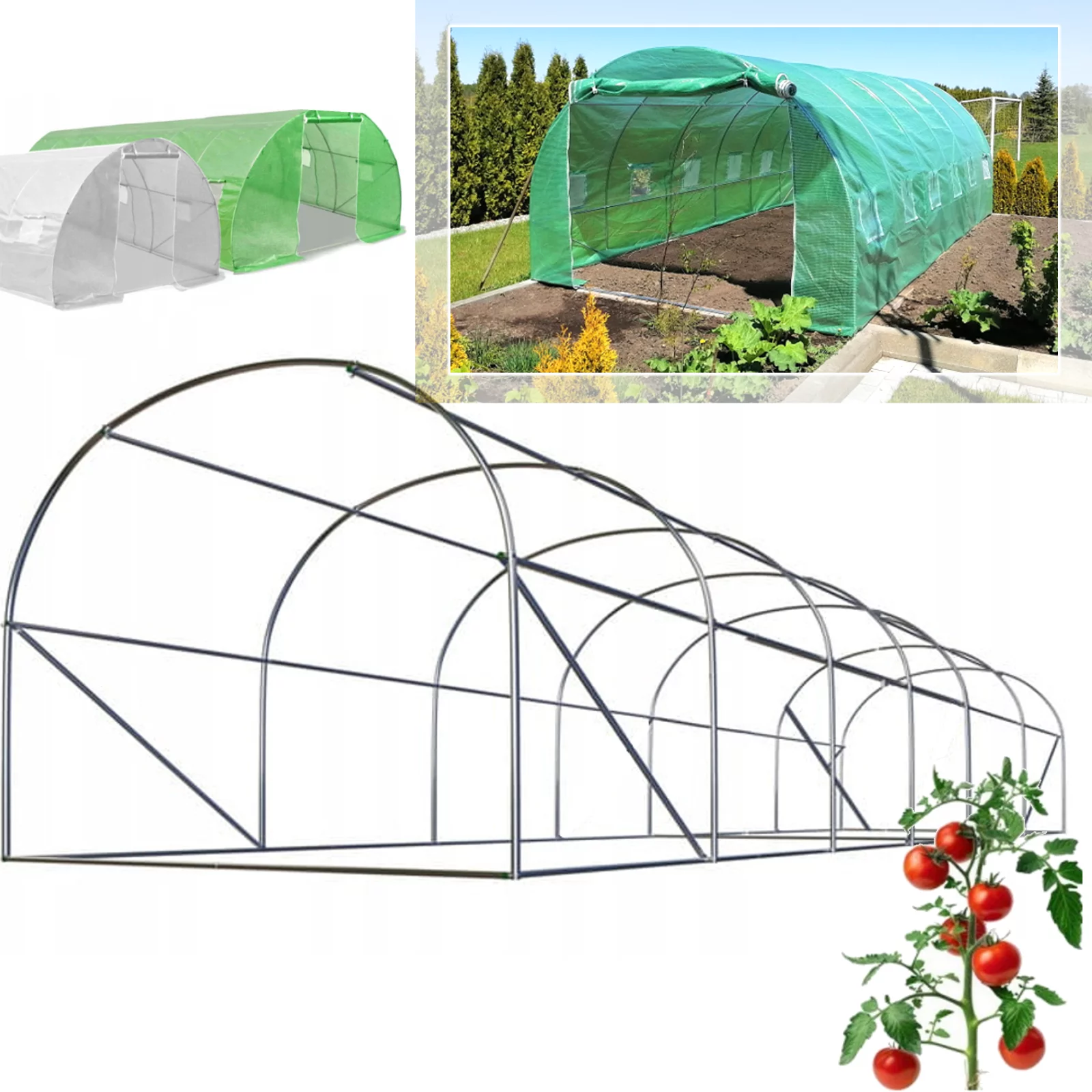 STELAŻ TUNELU 6x3m KONSTRUKCJA POD TUNEL FOLIOWY 600x300x200cm BEZ FOLII