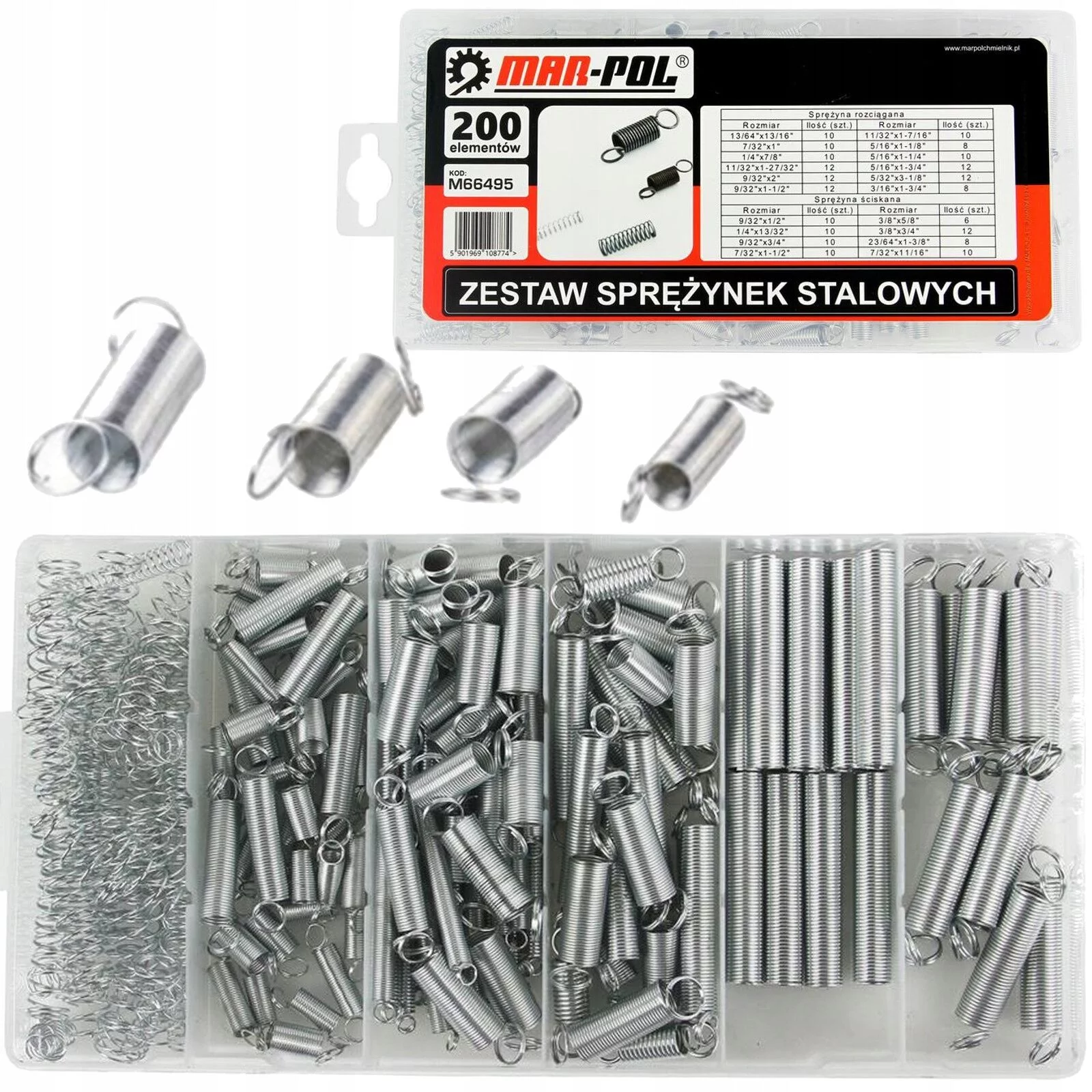 SPRĘŻYNKI STALOWE ZESTAW 200szt