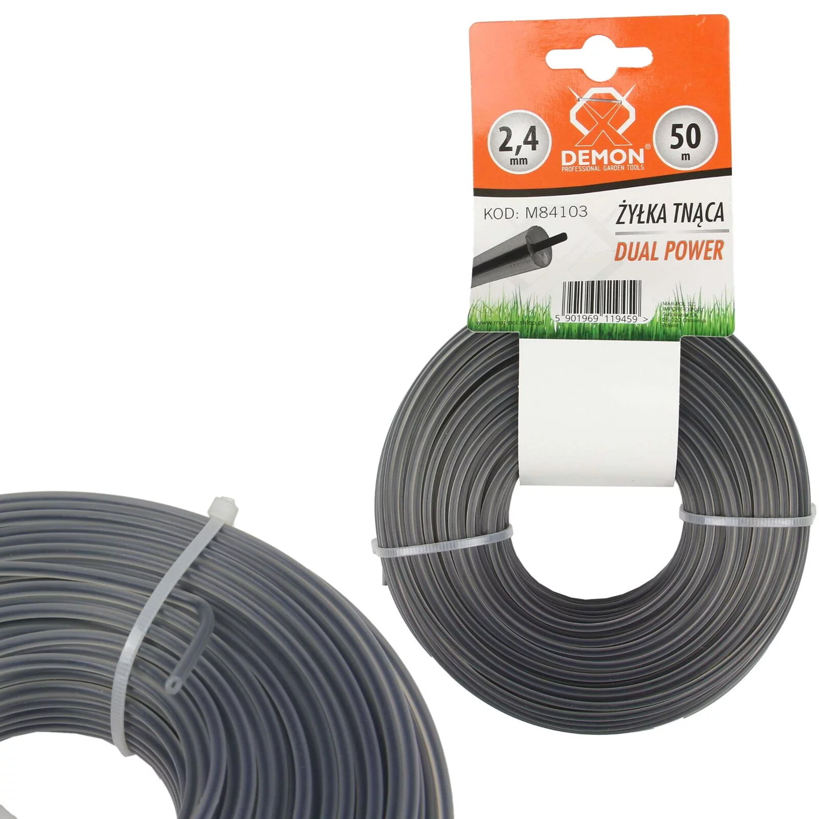 ŻYŁKA 2.4mm* 50m OKRĄGŁA / ZBROJONA