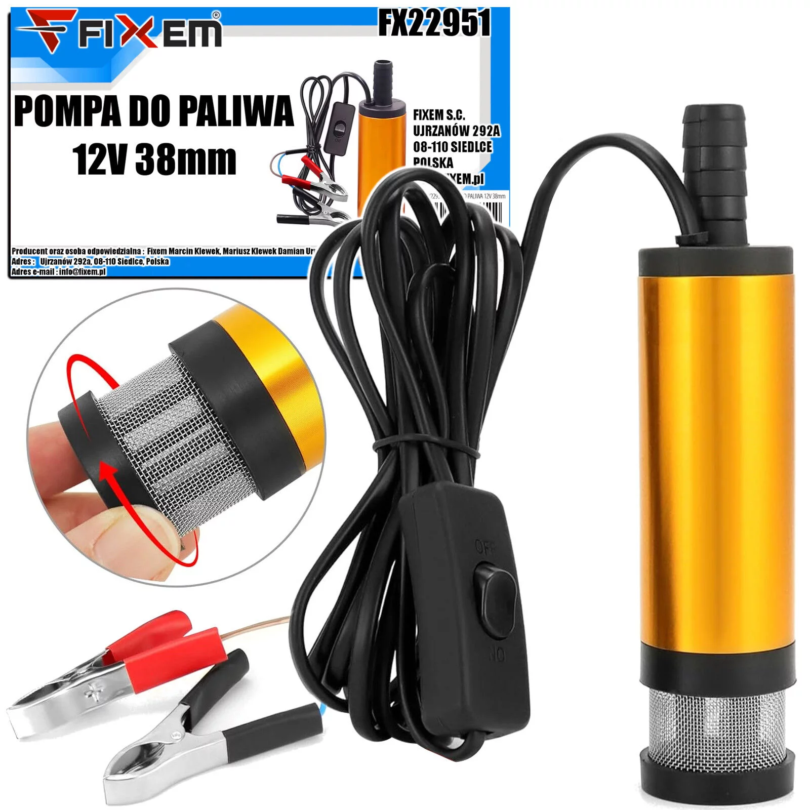POMPA DO PALIWA 12V 38mm