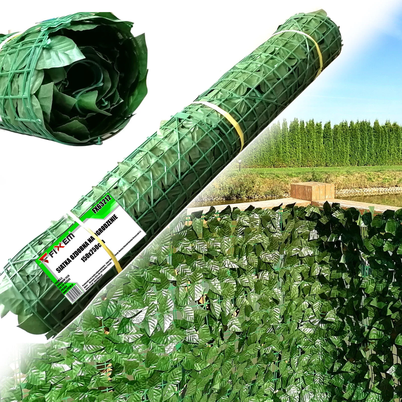 SIATKA OZDOBNA 150x250cm LIŚCIE NA OGRODZENIE