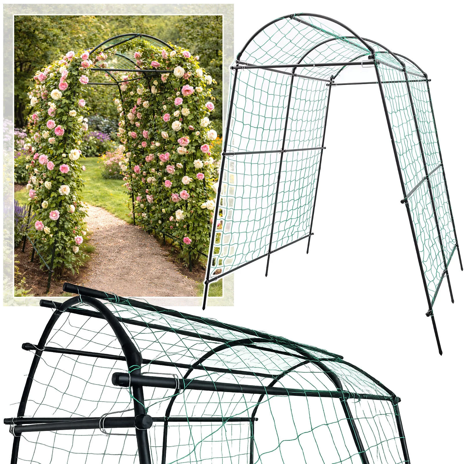 PERGOLA OGRODOWA UCHWYT TUNEL NA KWIATY BLUSZCZ RÓŻE PNĄCZA DUŻY ŁUK