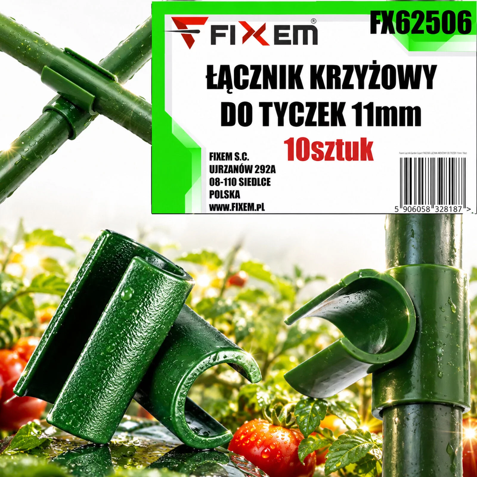 ŁĄCZNIK KRZYŻOWY DO TYCZEK 11mm 10szt