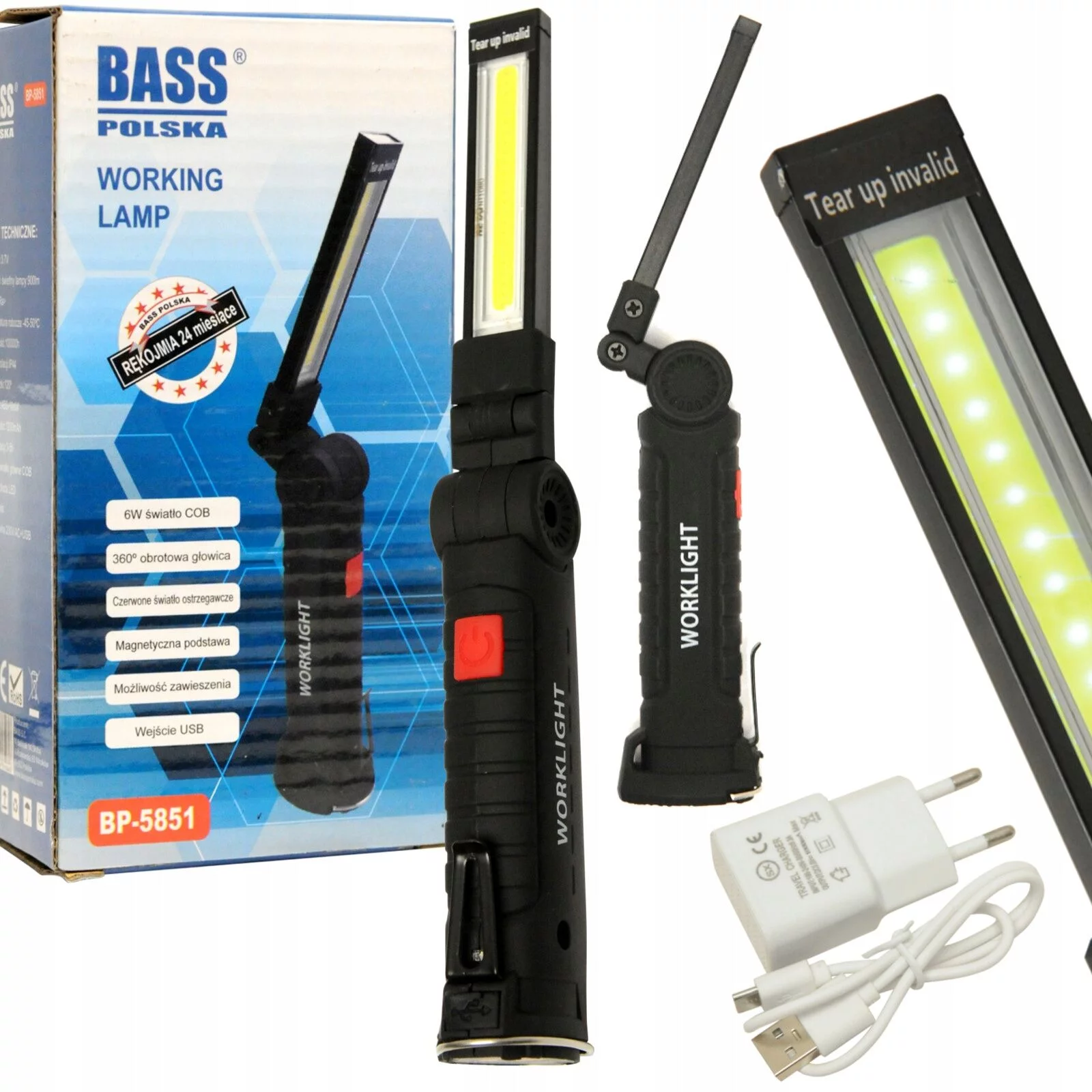 LAMPA WARSZTATOWA COB LED 6W/1200mAh/900LM