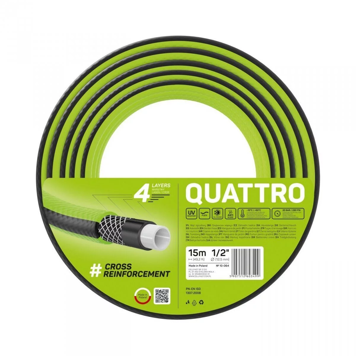 WĄŻ OGRODOWY QUATTRO 1/2'' 15M