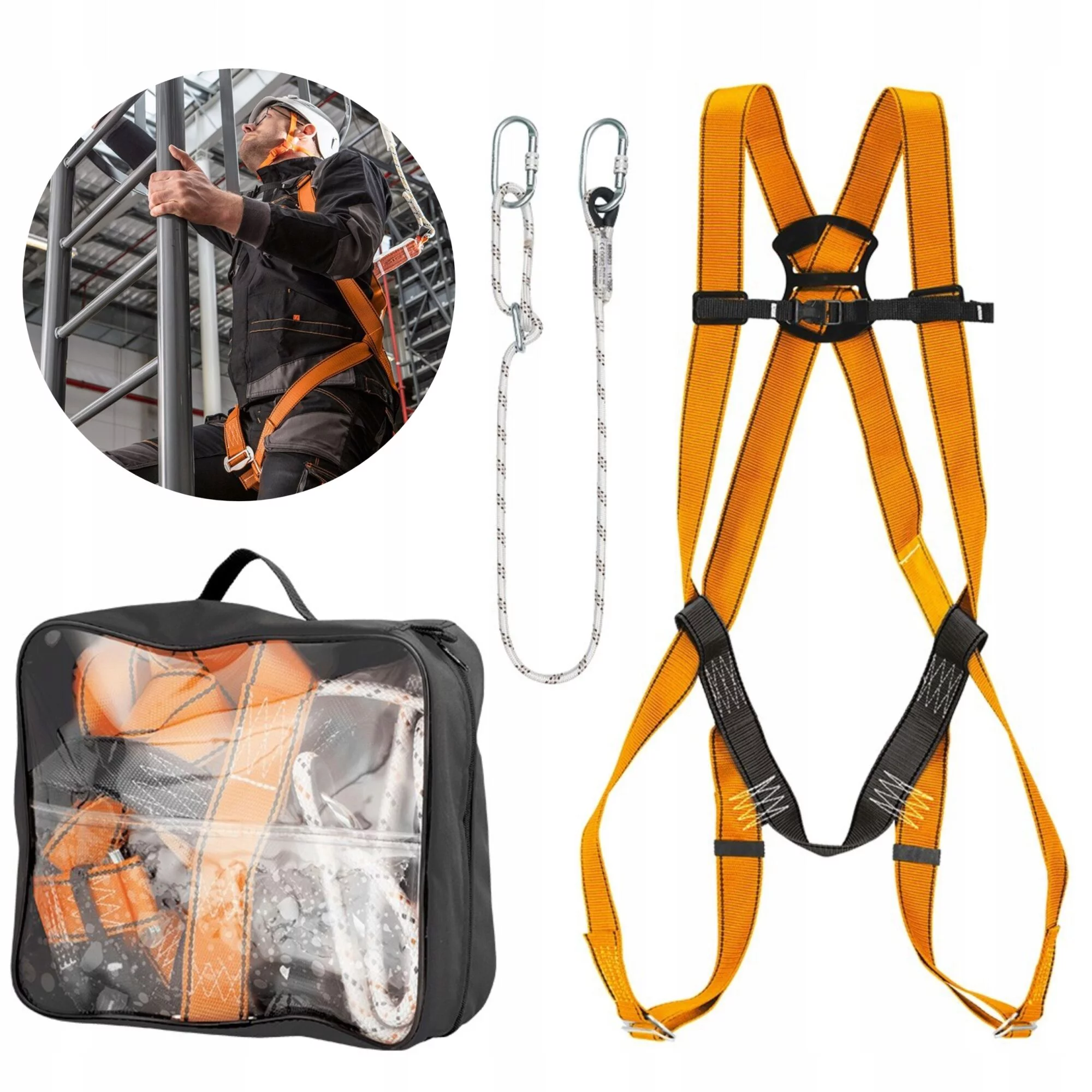 Zestaw asekuracyjny z linką bezpieczeństwa