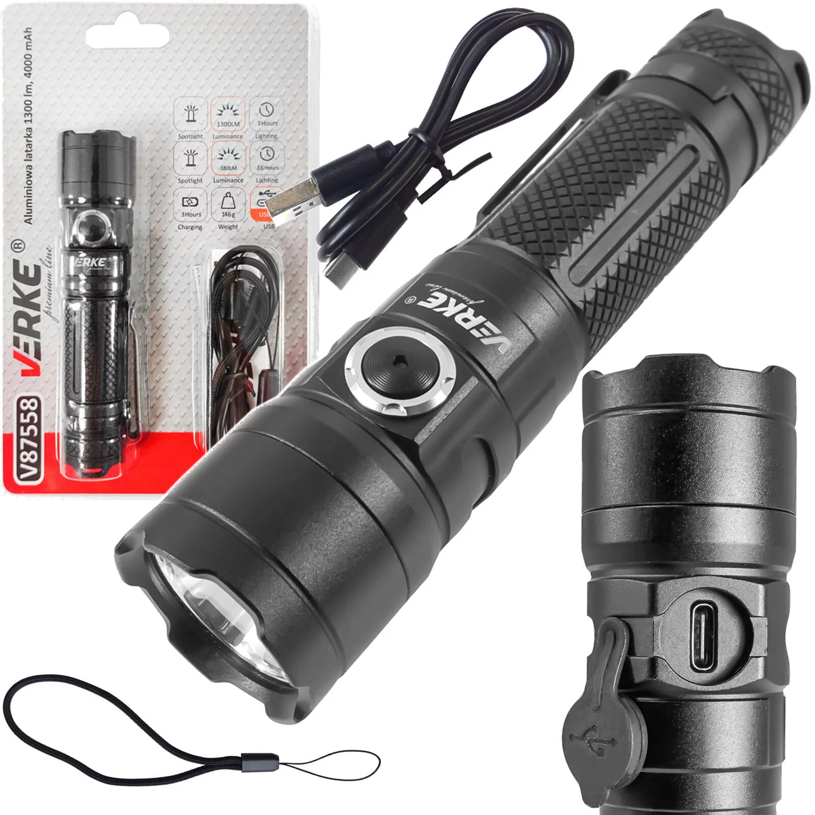 LATARKA TAKTYCZNA LED 1300lm 4000mAh