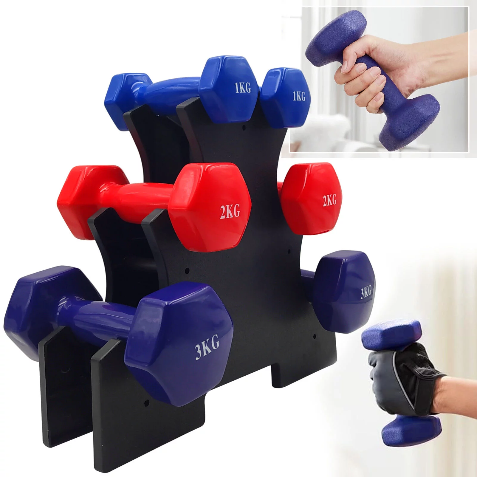 ZESTAW HANTLI 6SZT 1-2-3KG