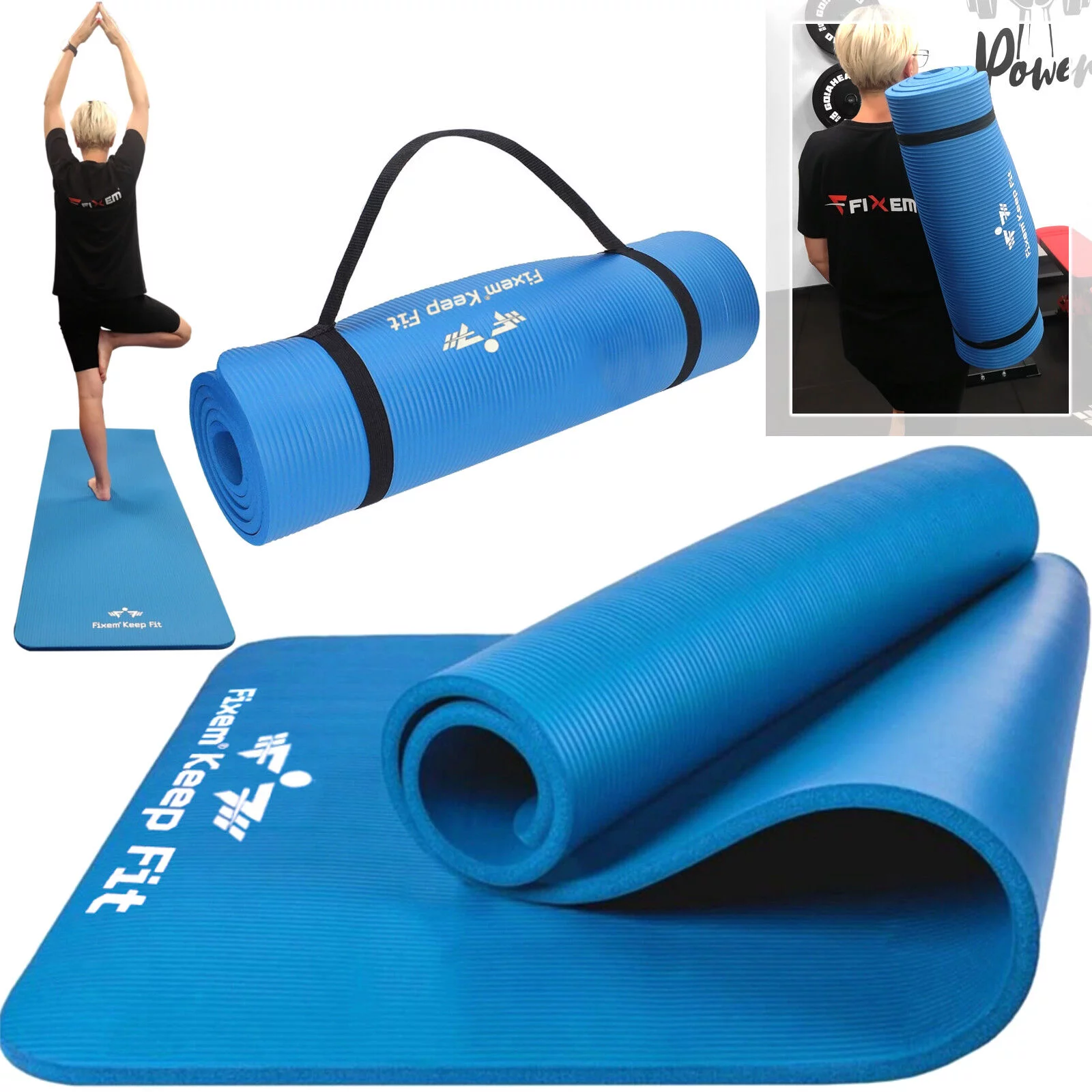 MATA DO JOGI 1,5cm NIEBIESKA 190x63cm