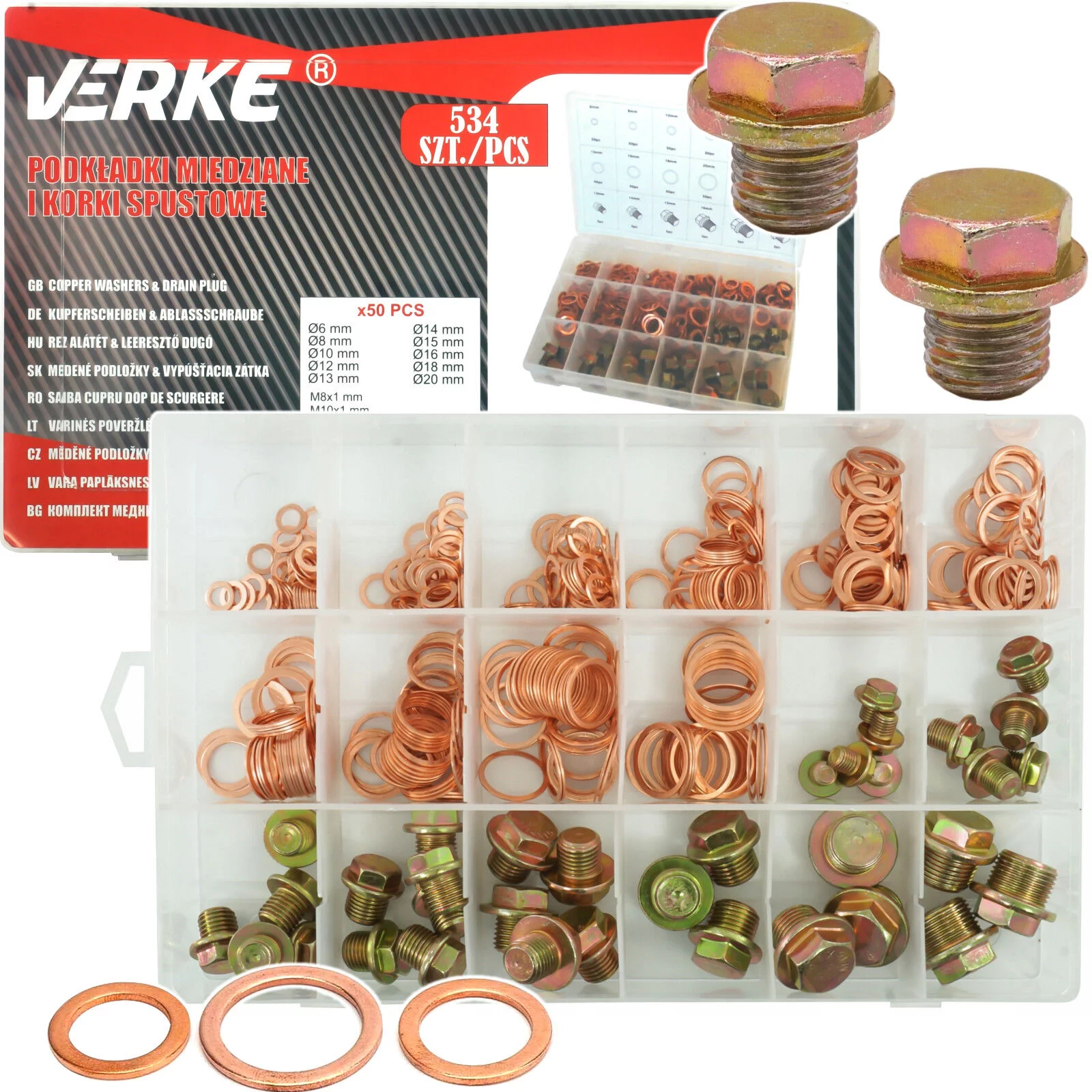 PODKŁADKI MIEDZIANE KORKI OLEJU 534el