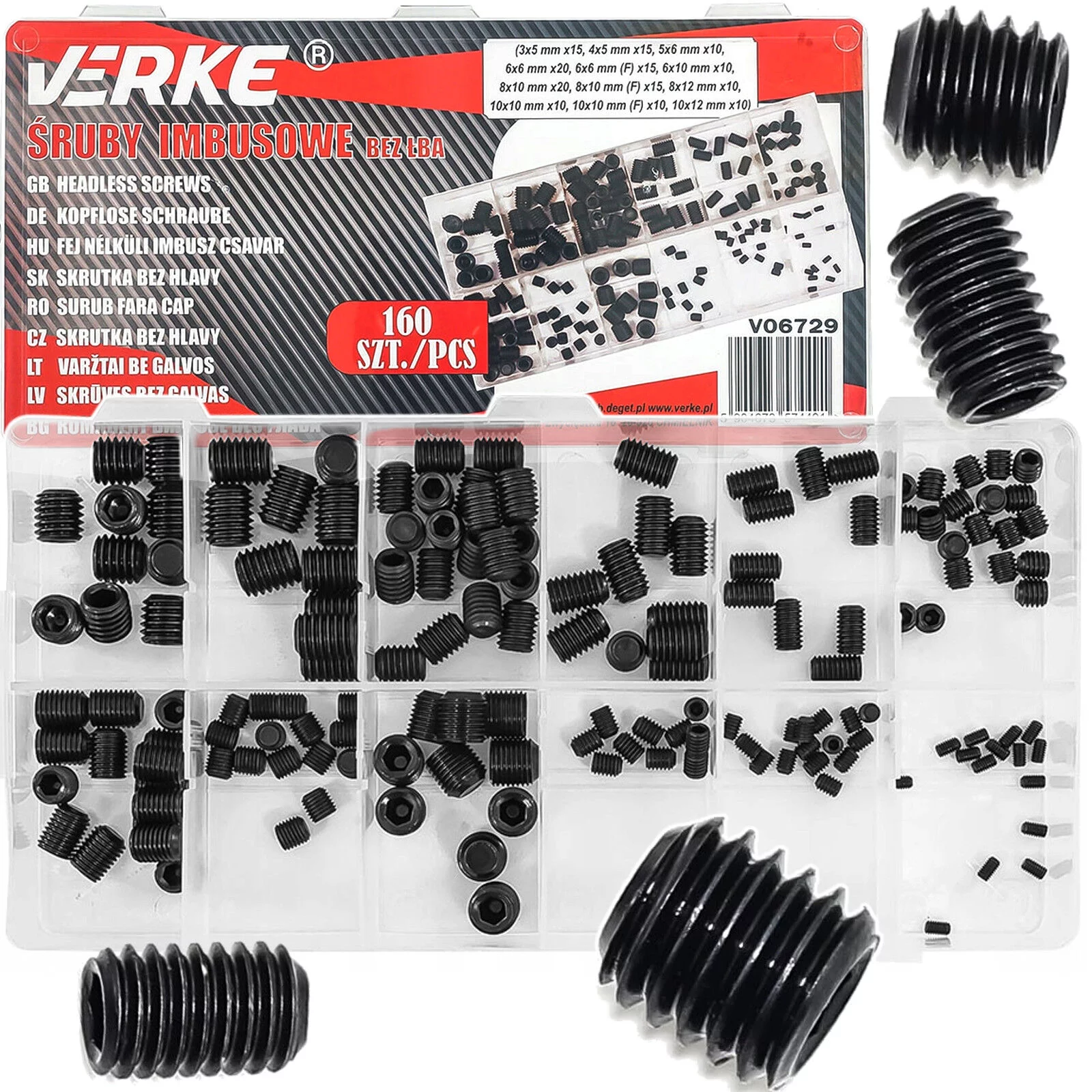 ZESTAW ŚRUB HEX bez ŁBA IMBUS 5-12mm